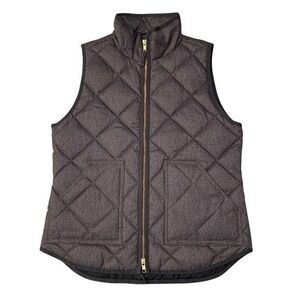 J Crew Quilted Puffer Vest Heathered Charcoal‎ Gray Size S Down Fill Zip Pockets